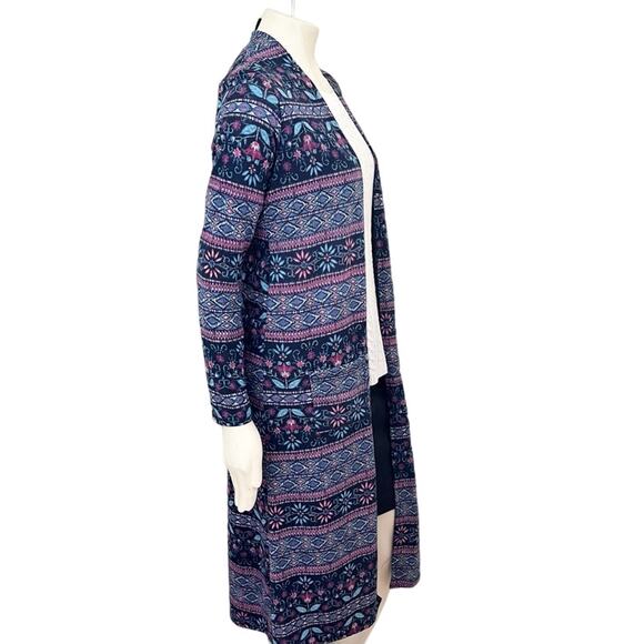 AGNES & DORA Bohemian Printed Open Duster Cardigan with Pockets SZ 8 - Picture 5 of 11